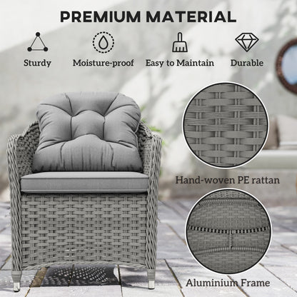 Bami  Light Grey Rattan 6 Seater Outdoor Dining Furniture Set with Glass Rectangular Table