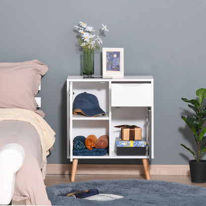 Suyopa Grey Wood Sideboard 1 Drawer 2 Doors Storage And Solid Wood Legs