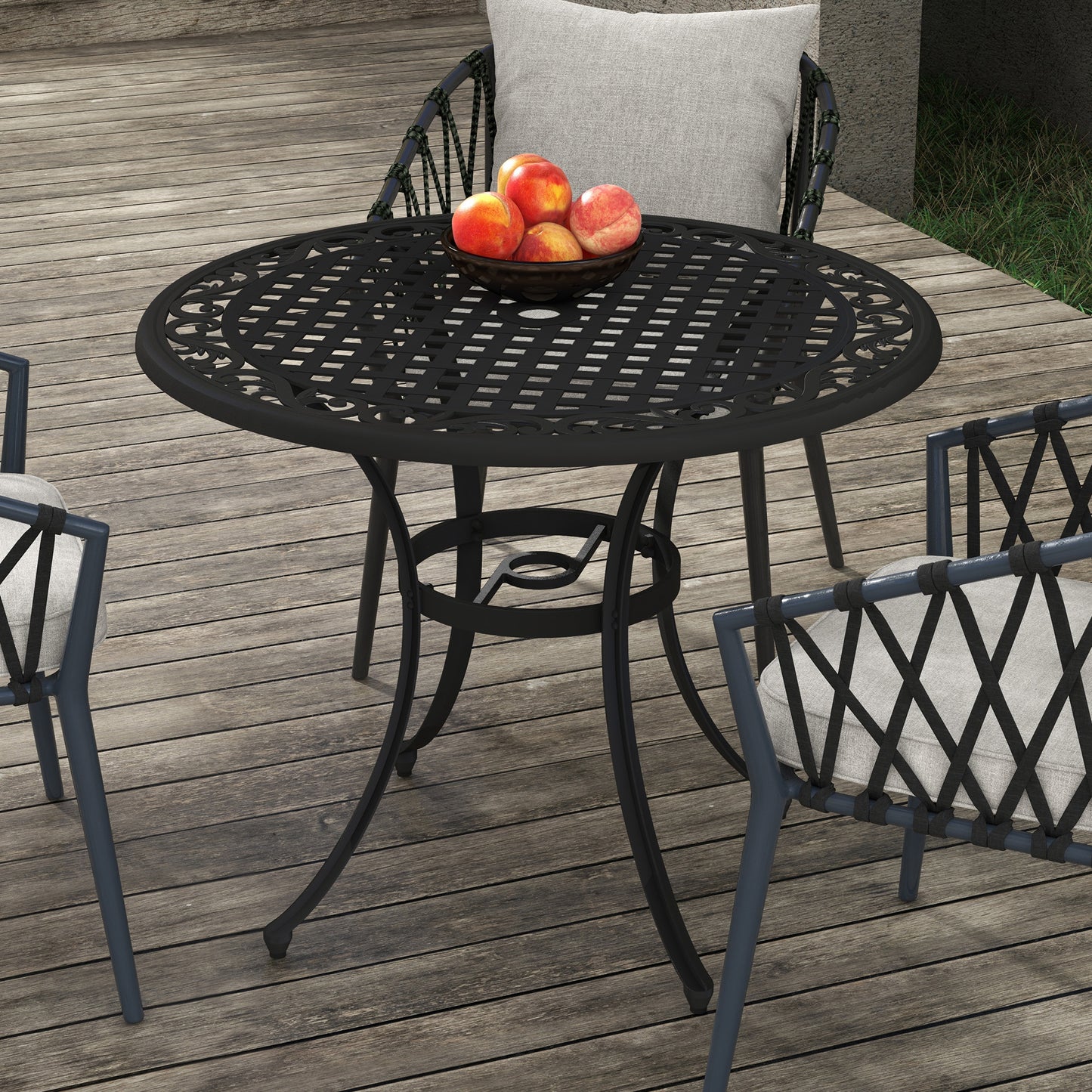 Tanodo 4 Seater Aluminium Round Garden Table With Parasol Hole