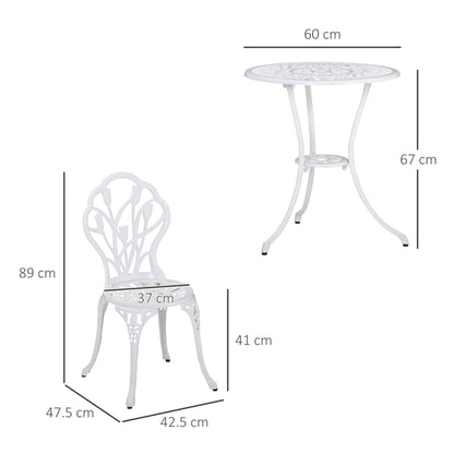 Vitano 3 Piece Aluminium Bistro Set With Balcony Table And Chairs In White