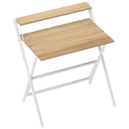 Mane  81.5cm Wooden Natural Folding Desk With Raised Monitor Shelf