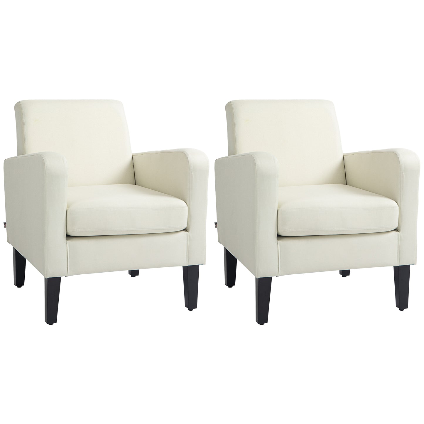 Remili Set Of 2 Cream Modern Accent Chairs With Black Legs