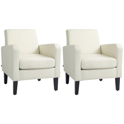 Remili Set Of 2 Cream Modern Accent Chairs With Black Legs