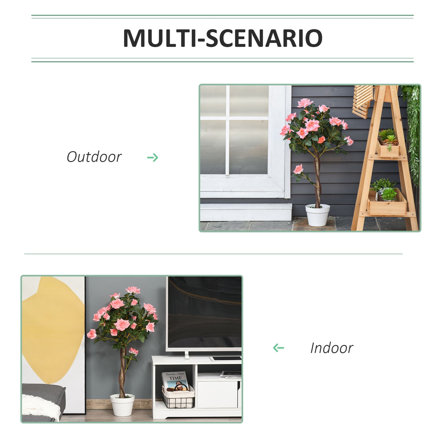 Soni Tami Artificial Pink Rose Flower Display Plant In Pot For Interior Styling