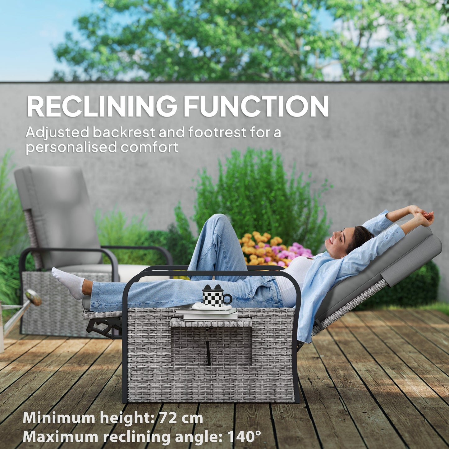 Tanaffi Rattan Grey Reclining Outdoor Armchair