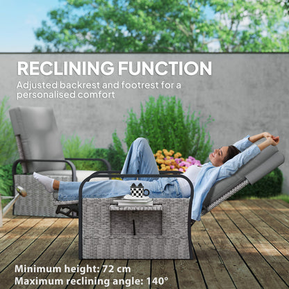 Tanaffi Rattan Grey Reclining Outdoor Armchair