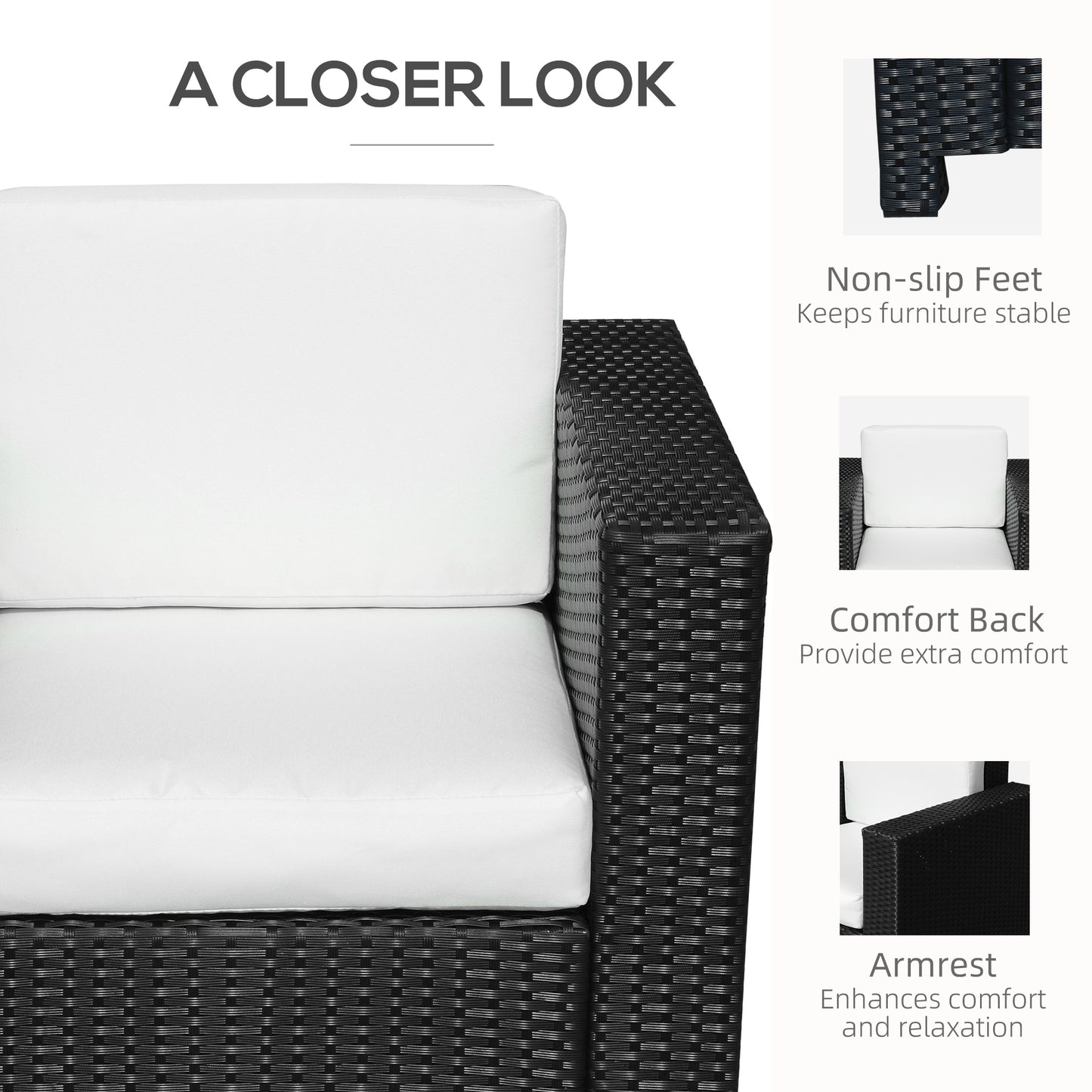 Raco Rattan Black Single Outdoor Armchair With Thick Cushioned Seat And Armrests