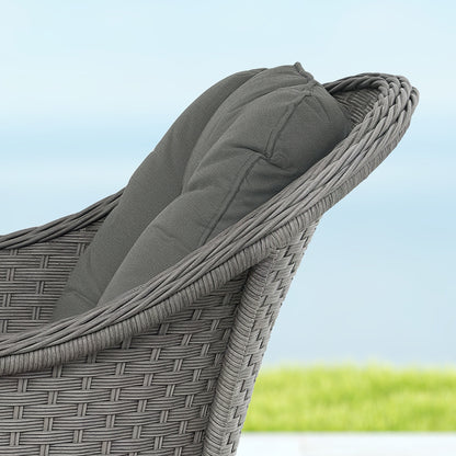 Fasake Rattan Light Grey 4 Piece Seater Furniture Set With Glass Top Table