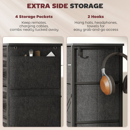 Reniva Fabric And Metal Black 4 Drawer Storage Chest
