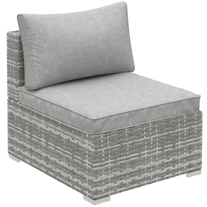 Lemoba Light Grey Rattan Armless Outdoor Armchair With Cushion