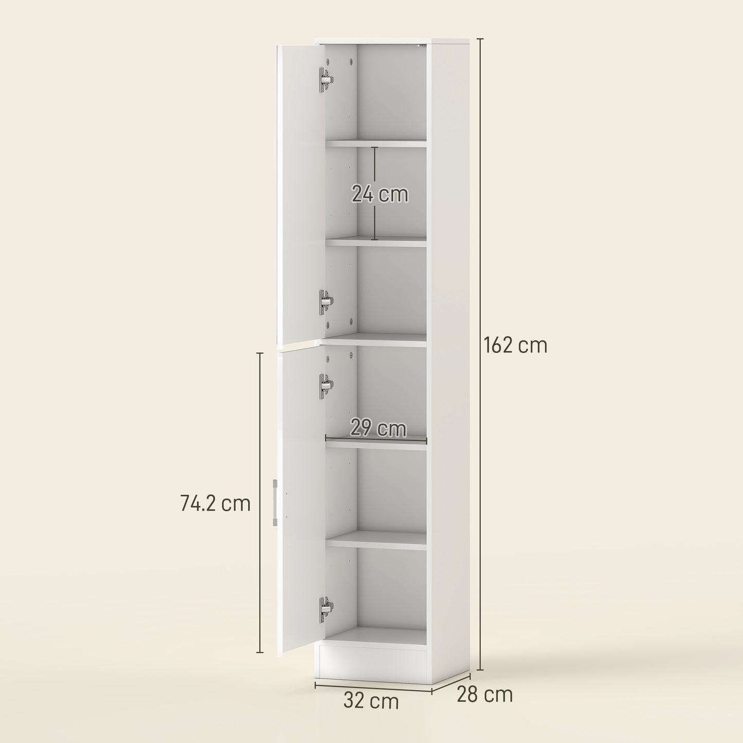 Lesa White Tall Bathroom Storage Cabinet With Mirror And Adjustable Shelves