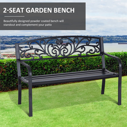 Saradi Taro Steel Black 2 Seater Outdoor Garden Bench