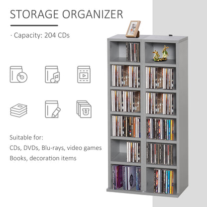 Nonono Wood Grey Set Of 2 Media Storage Towers With Adjustable Shelves