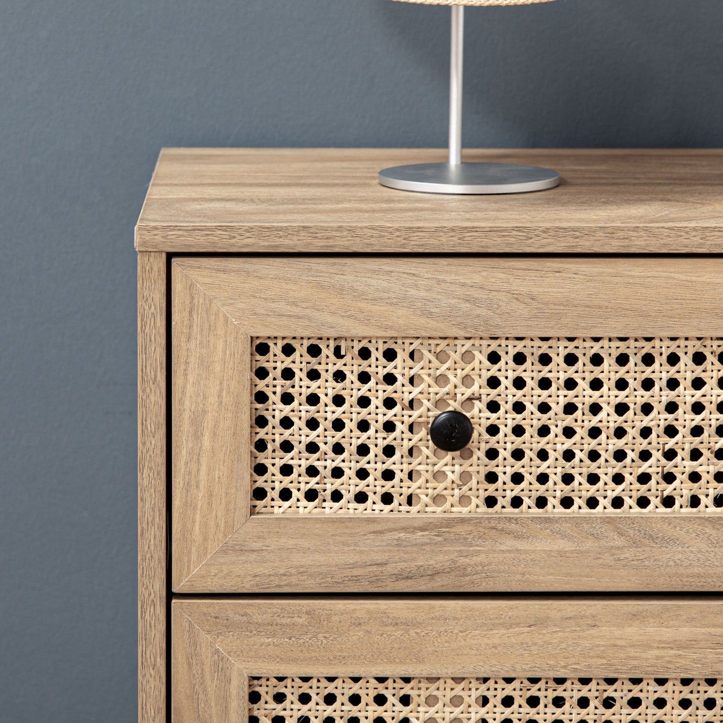 Mohetak Wood and Rattan 4 Drawer Storage Chest
