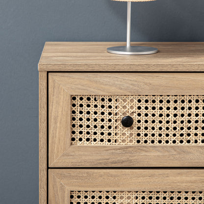 Mohetak Wood and Rattan 4 Drawer Storage Chest