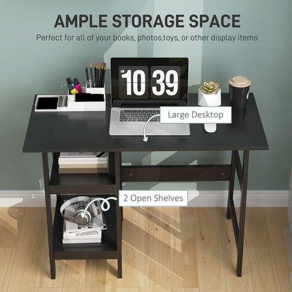 Talake  106cm Black Compact Study Desk With Bookshelf Storage