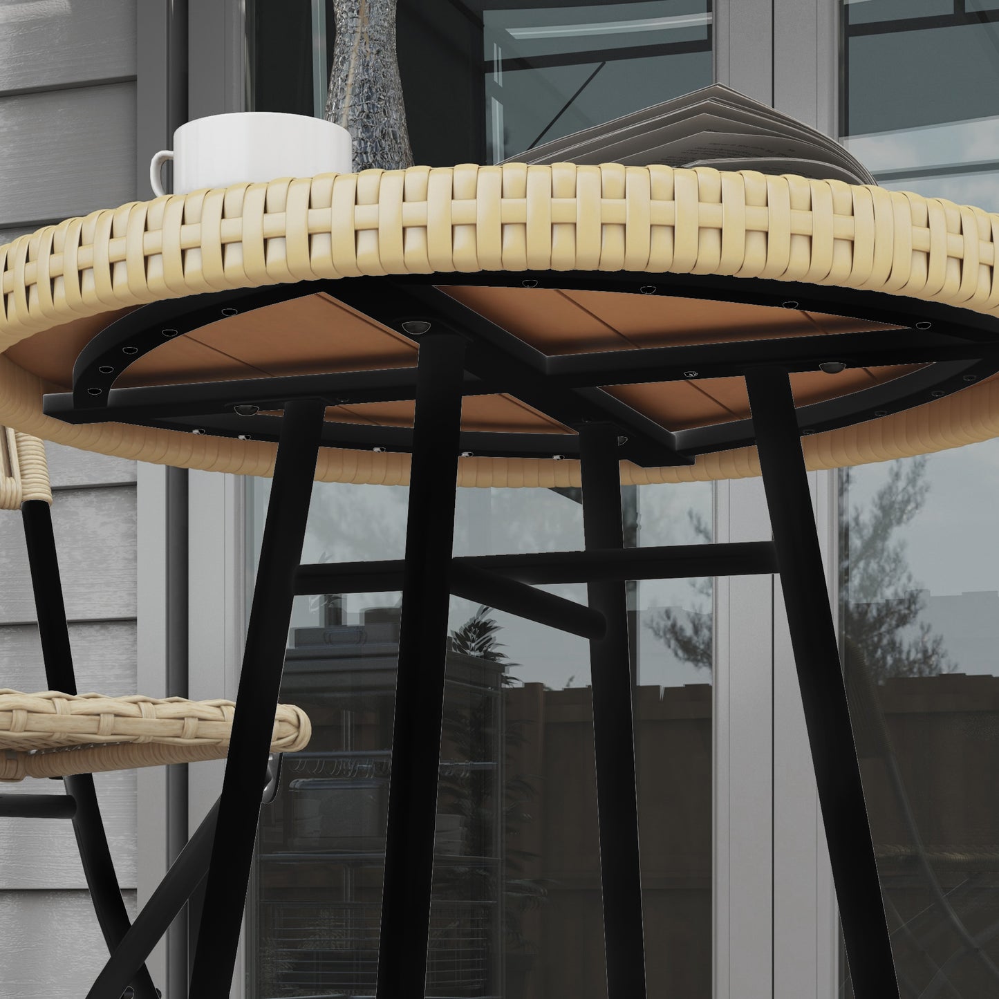 Mana Natural Rattan Outdoor Garden Bistro Table