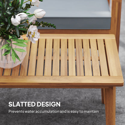 Rotoyo Teak Wood 4 Seater Outdoor Garden Furniture Set with Grey Cushions