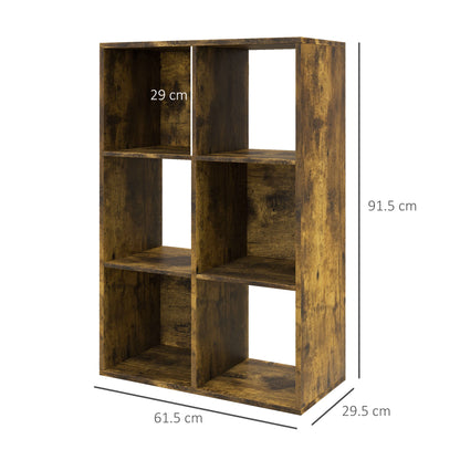 Mike Wood Rustic Brown 6 Cube Storage Bookcase