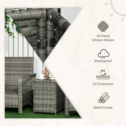 Nola Nora Gey Rattan 3 Piece Bistro Set With Storage Coffee Table And Orange Cushions