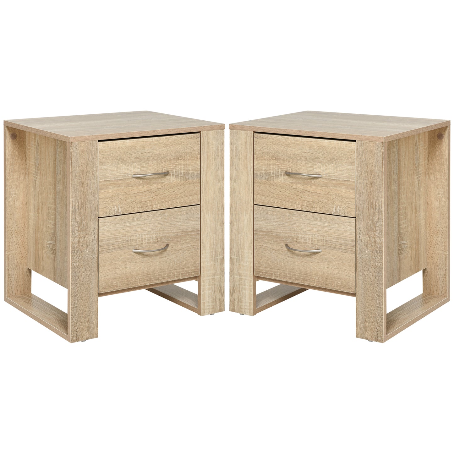 Colu Set of 2 Wooden Brown Bedside Tables With 2 Drawers