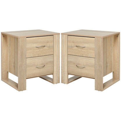 Colu Set of 2 Wooden Brown Bedside Tables With 2 Drawers