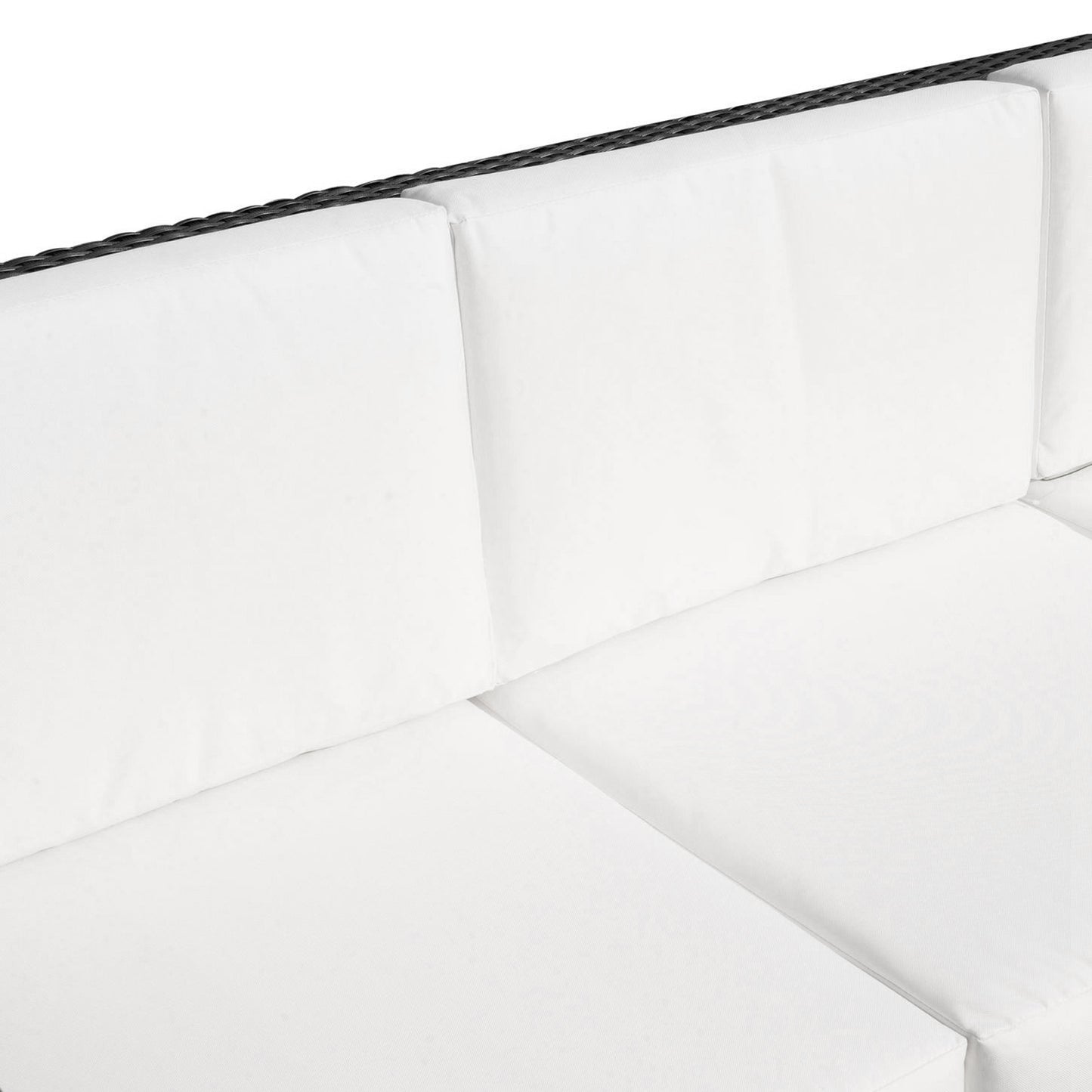 Sudori Black Rattan 3 Seater Outdoor Sofa With White Cushions