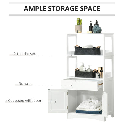 Disarike White Freestanding Storage Cabinet With Shelves Drawers And Double Doors For Bathroom Or Kitchen