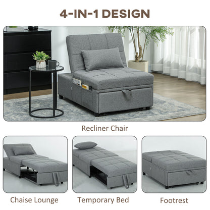 Nidi Kaha Fabric Dark Grey 4 In One Convertible Single Sleeper Chair