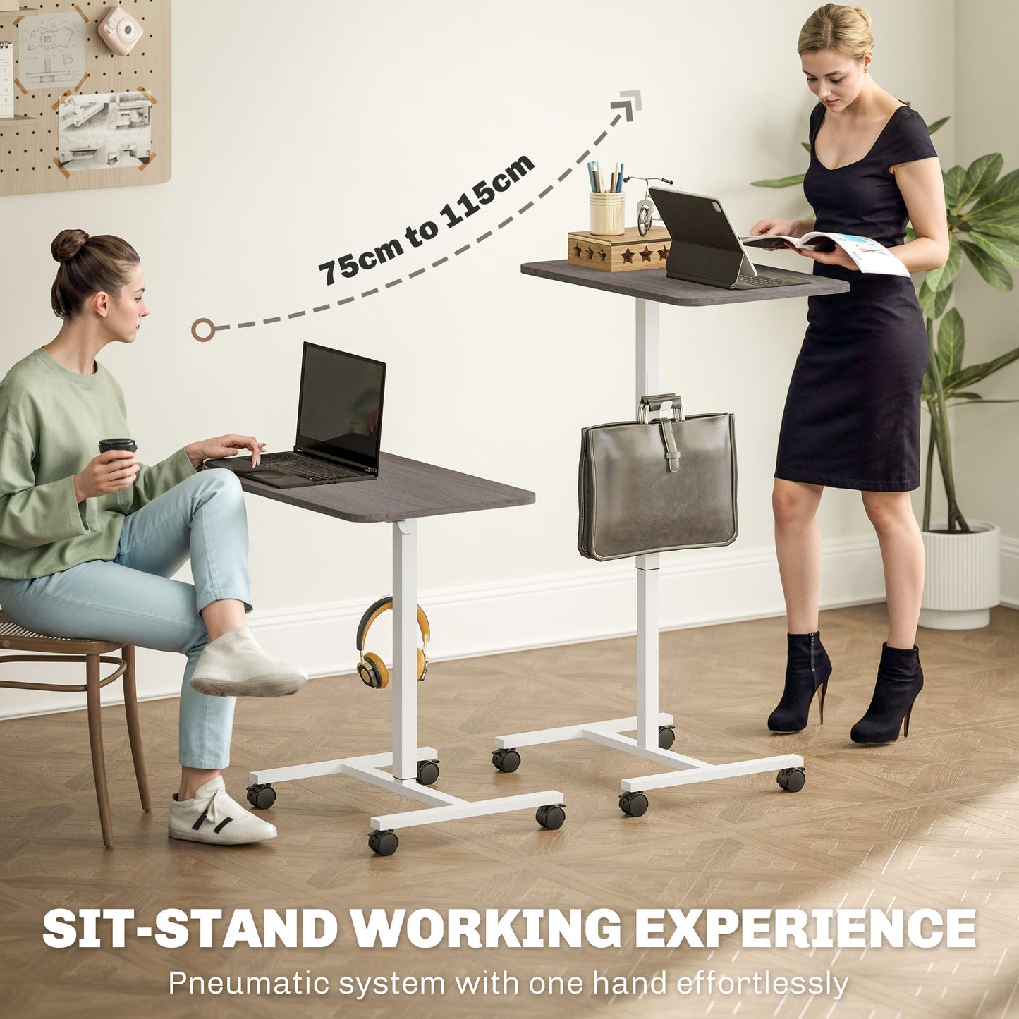 Torael White And Grey Adjustable Laptop Stand Desk