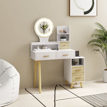 Rilu White Elegant Dressing Table With Integrated Storage Space