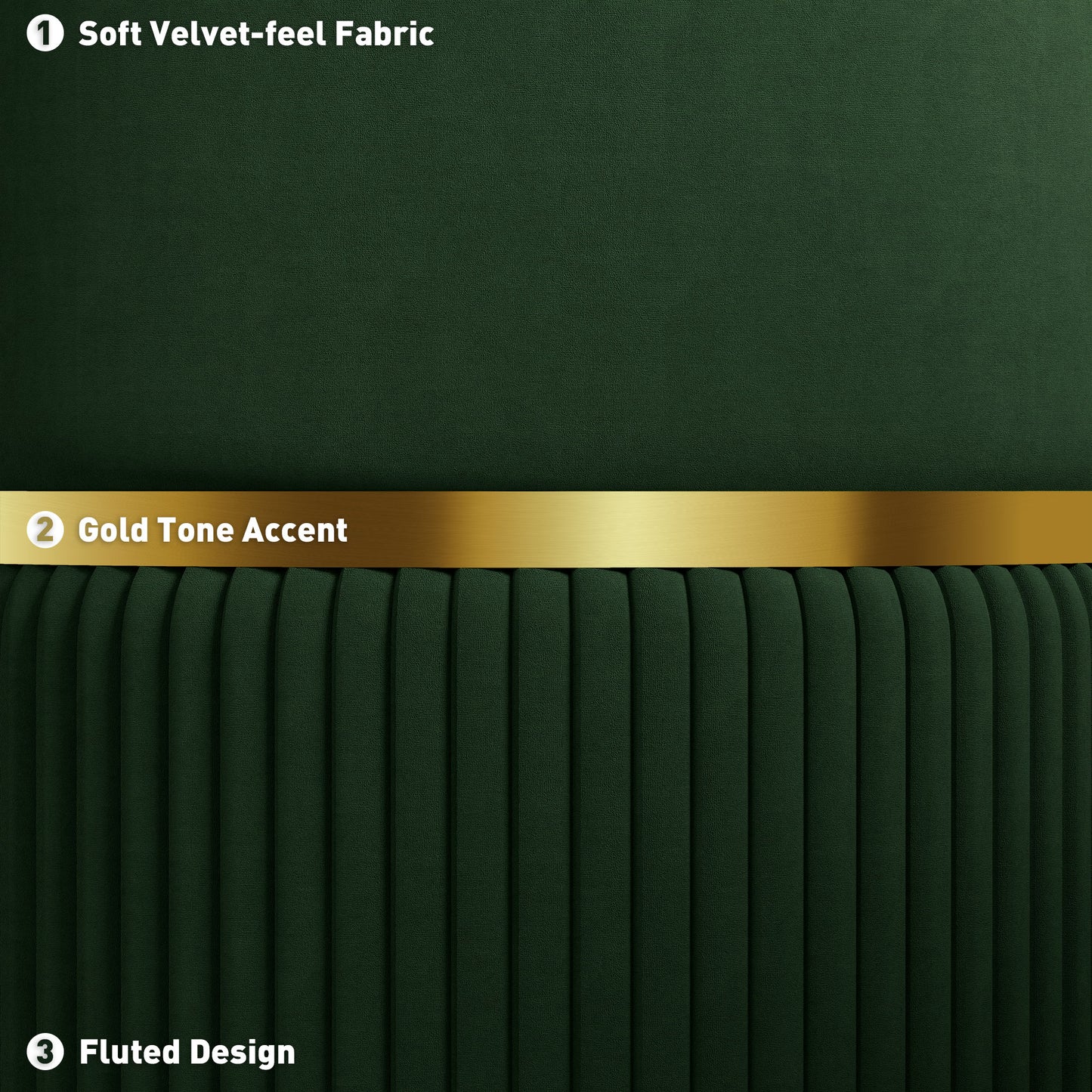 Rapa Etched Velvet Green Storage Ottoman With Gold Detail