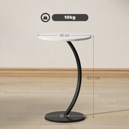 Dimo Round C Shaped Side Table With Marble Effect Top