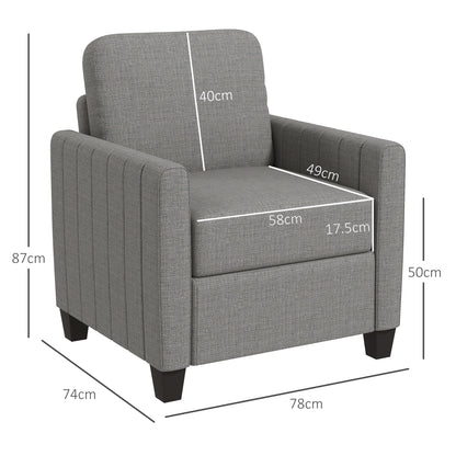 Vazi Lodi Light Grey Upholstered Box Style Accent Armchair