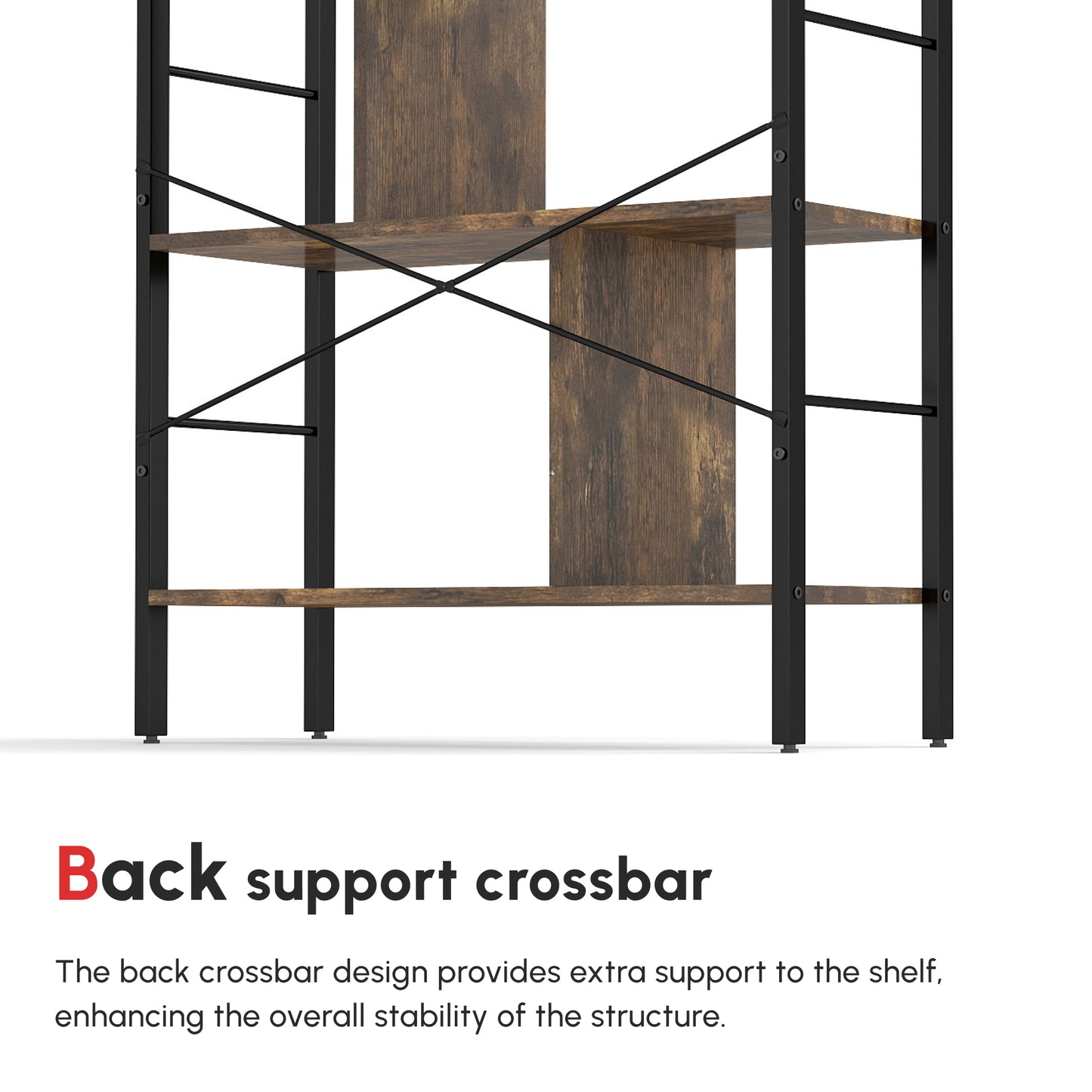 Nofa Luno Metal And Wood Rustic Brown And Black 5 Tier Industrial OFauxn Shelf Bookcase