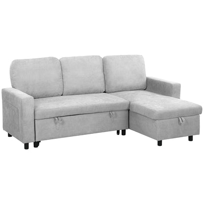 Tafaha Light Grey Pull Out Sofa Bed With Storage and Side Pockets