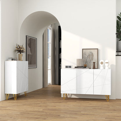 Sarota High Gloss White Luxe Sideboard With Hairpin Legs