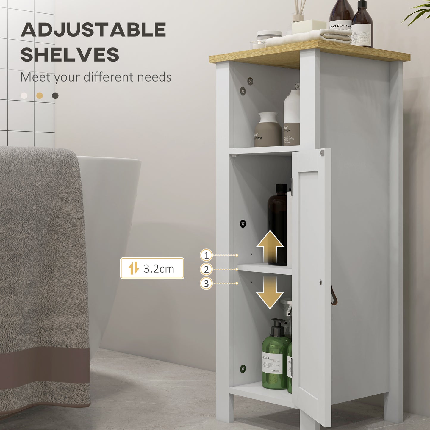 Sasa Bafa Slim Bathroom Storage Cabinet In White