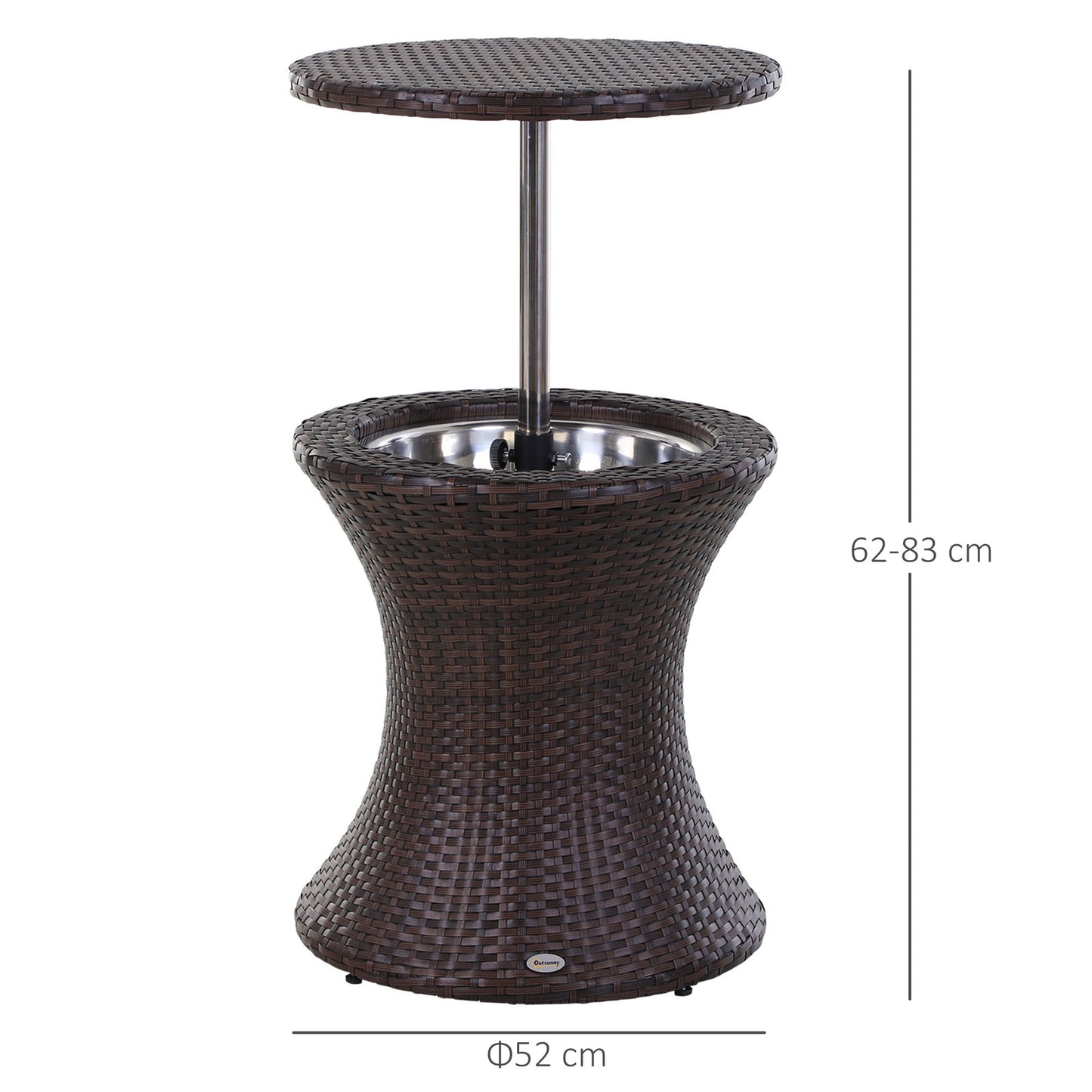 Vesara Rattan Brown Ice Bucket Garden Bistro Table