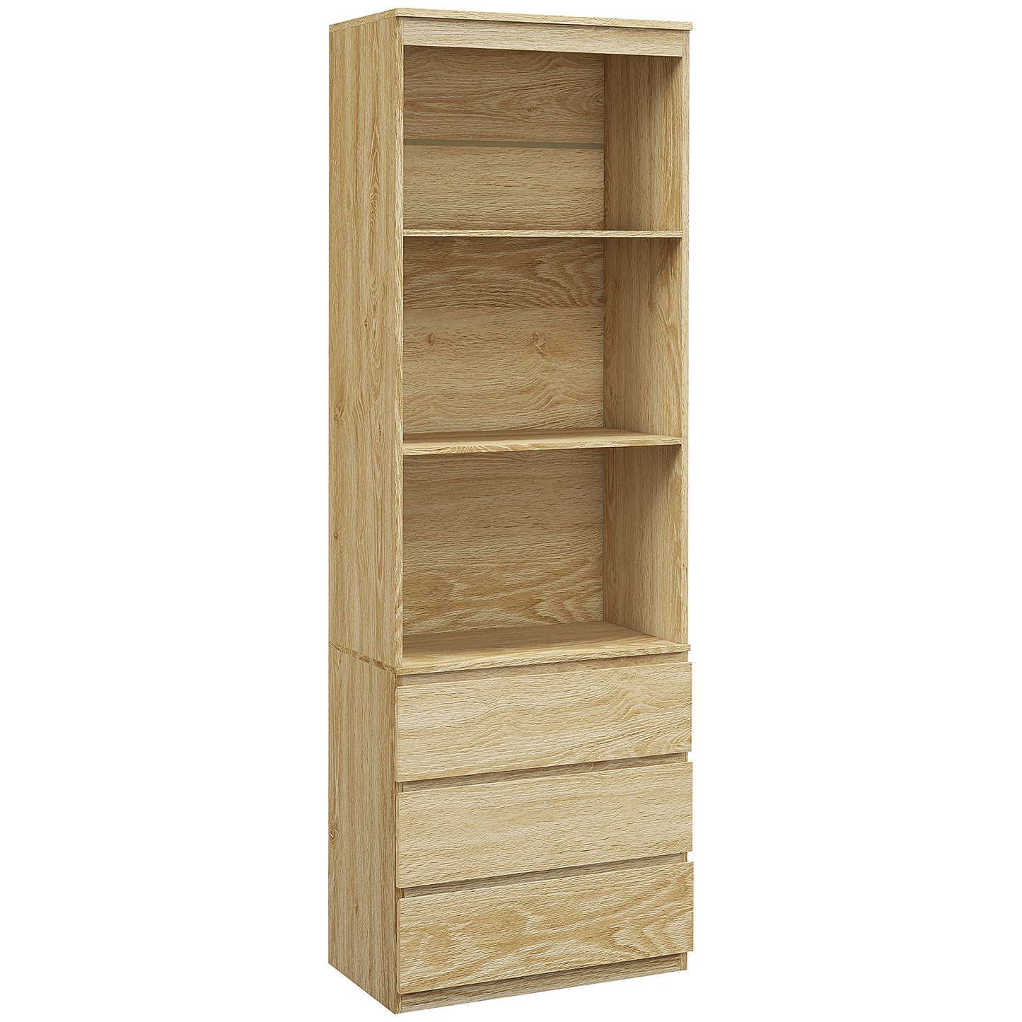 Codico Wood Effect Tall Bookcase With Shelves And Integrated Drawers 180cm