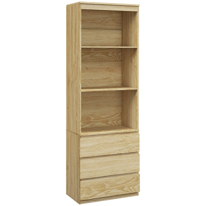 Codico Wood Effect Tall Bookcase With Shelves And Integrated Drawers 180cm