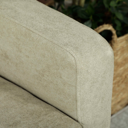 Vikava Beige Velvet Upholstered 2 Seater Sofa Natural Wooden Legs