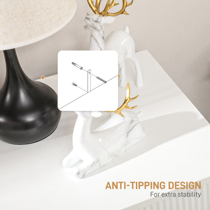 Renina Set Of 2 Wooden White and Gold Tone 3 Drawer Elegant Storage Bedside Tables