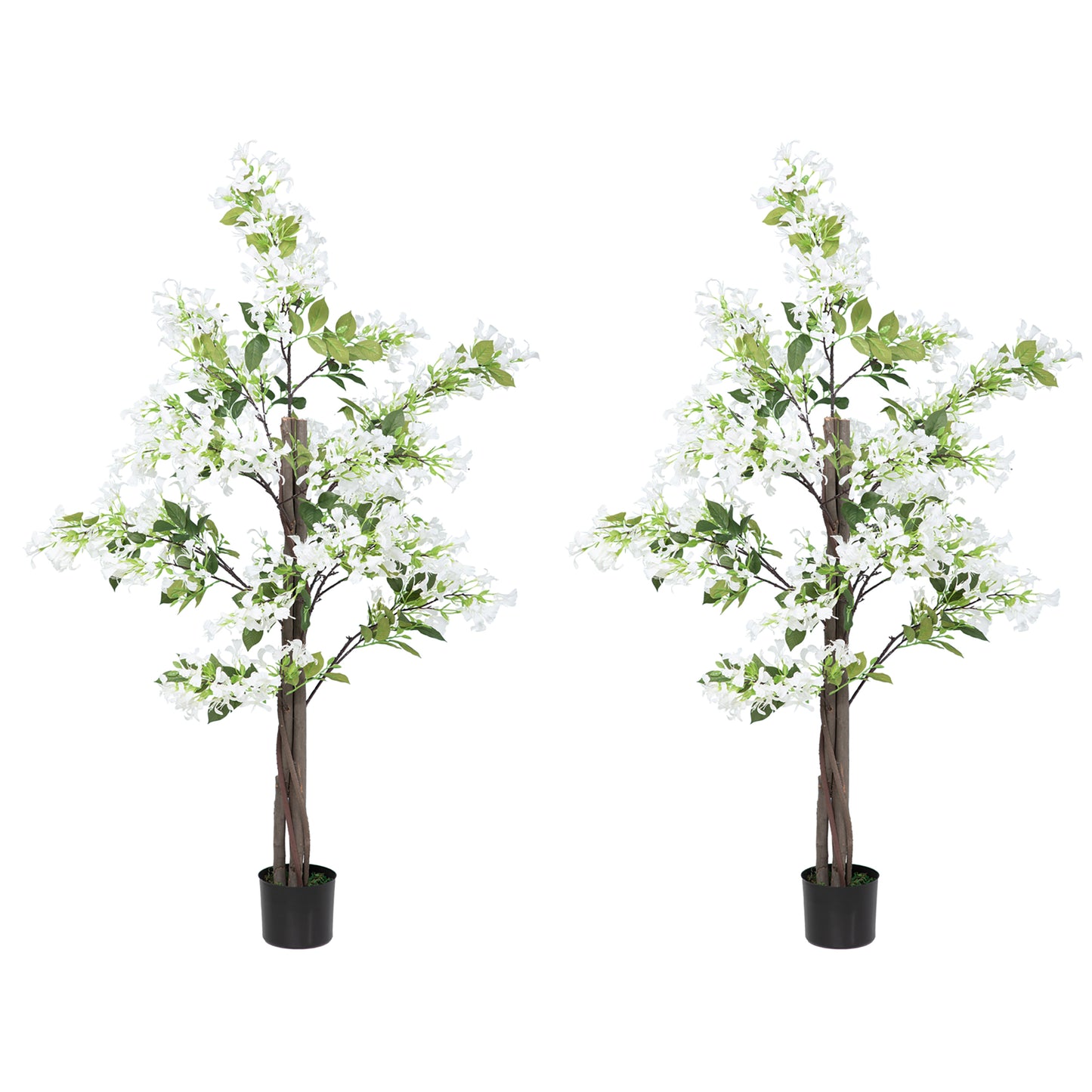 Laniha Set Of 2 Artificial Honeysuckle Flower Plants With Curved Stems In White Pots