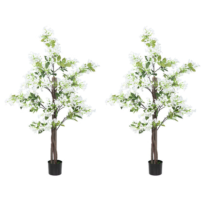 Laniha Set Of 2 Artificial Honeysuckle Flower Plants With Curved Stems In White Pots