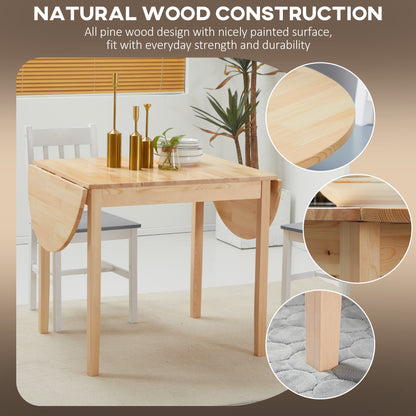 Fico Solid Wood Natural Drop Leaf Dining Table Seating 4 To 6