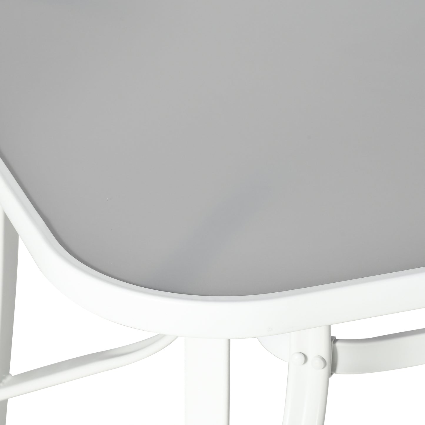 Niseso 6 Seater with White Metal and Light Grey Mesh Outdoor Dining Set