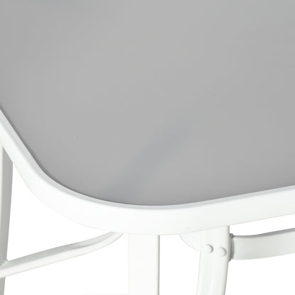 Niseso 6 Seater with White Metal and Light Grey Mesh Outdoor Dining Set