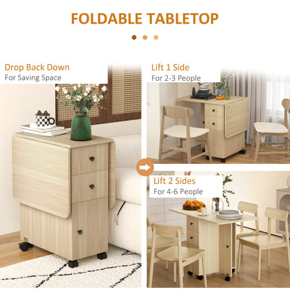 Tofaba Wooden Wood Effect Drop Leaf Dining Table With Integrated Storage
