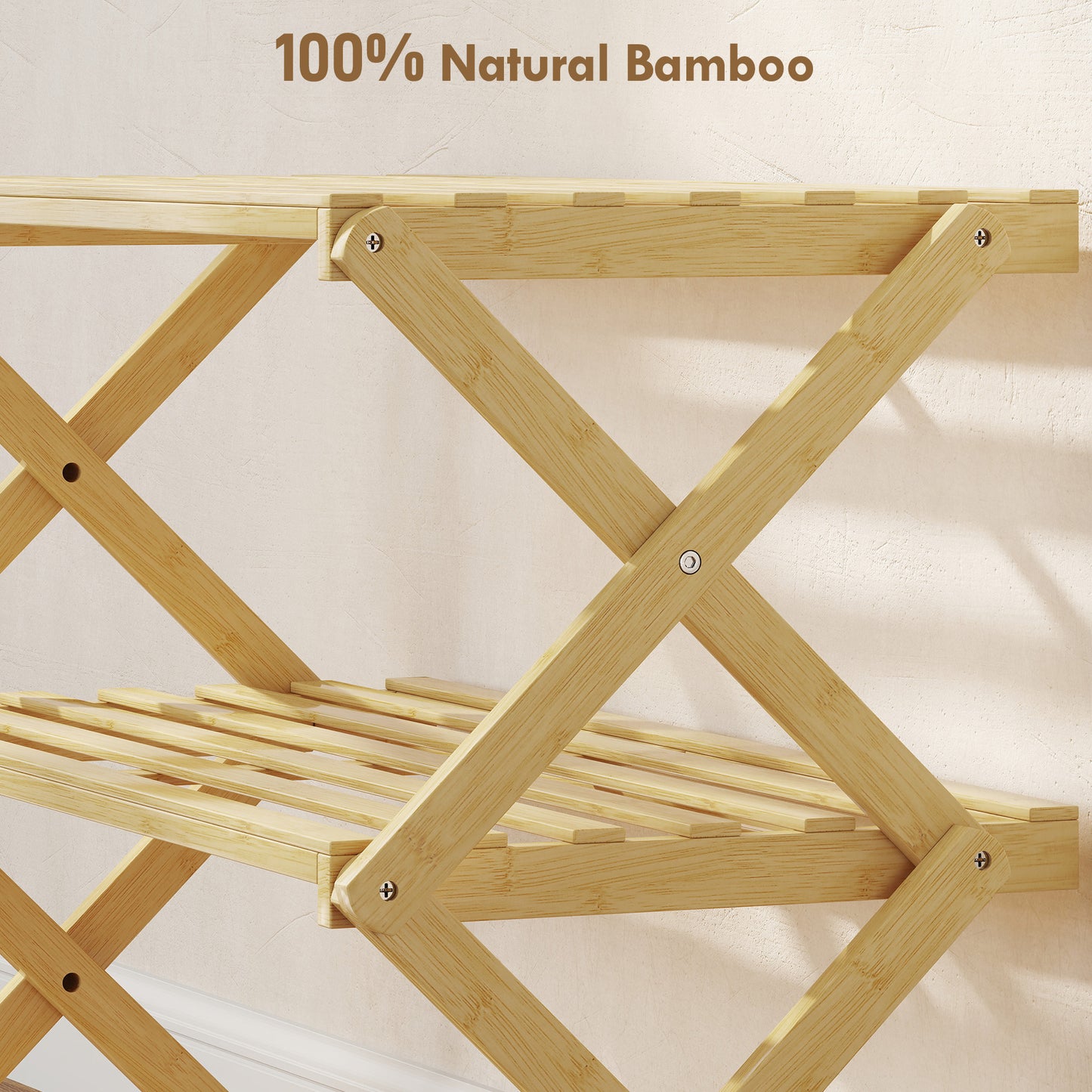 Palu Natural Bamboo 3 Tier Folding Shoe Rack